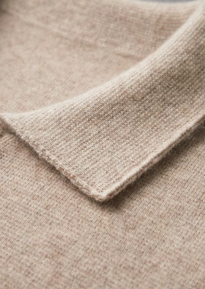 MERINO WOOL ZIP POLO CARDIGAN