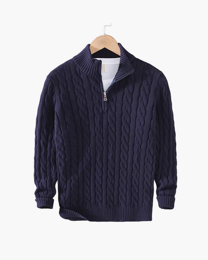 Tomas | Kabelstickad Halv-Zip Tröja