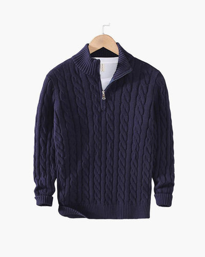 Tomas | Kabelstickad Halv-Zip Tröja