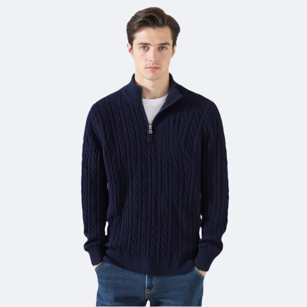 Tomas | Kabelstickad Halv-Zip Tröja