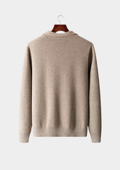 MERINO WOOL ZIP POLO CARDIGAN