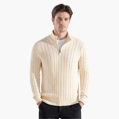 Tomas | Kabelstickad Halv-Zip Tröja