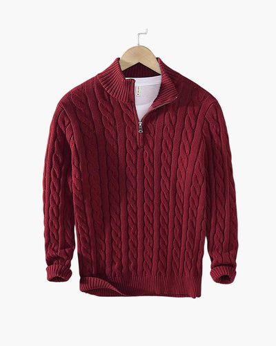 Tomas | Kabelstickad Halv-Zip Tröja