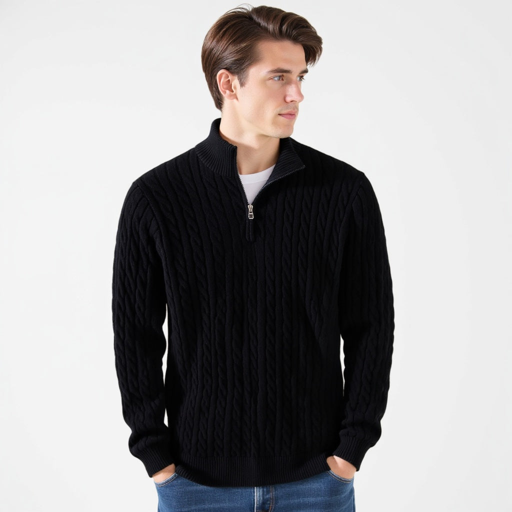 Tomas | Kabelstickad Halv-Zip Tröja