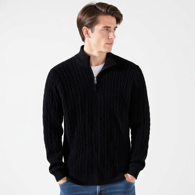 Tomas | Kabelstickad Halv-Zip Tröja