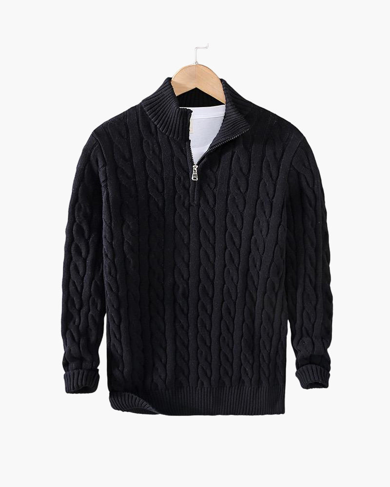 Tomas | Kabelstickad Halv-Zip Tröja