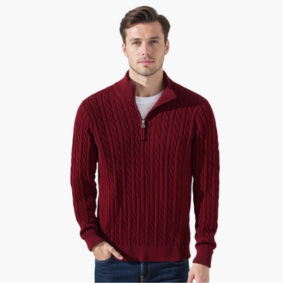 Tomas | Kabelstickad Halv-Zip Tröja