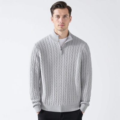 Tomas | Kabelstickad Halv-Zip Tröja
