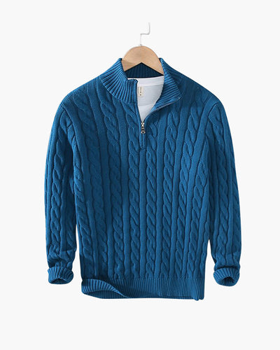 Tomas | Kabelstickad Halv-Zip Tröja